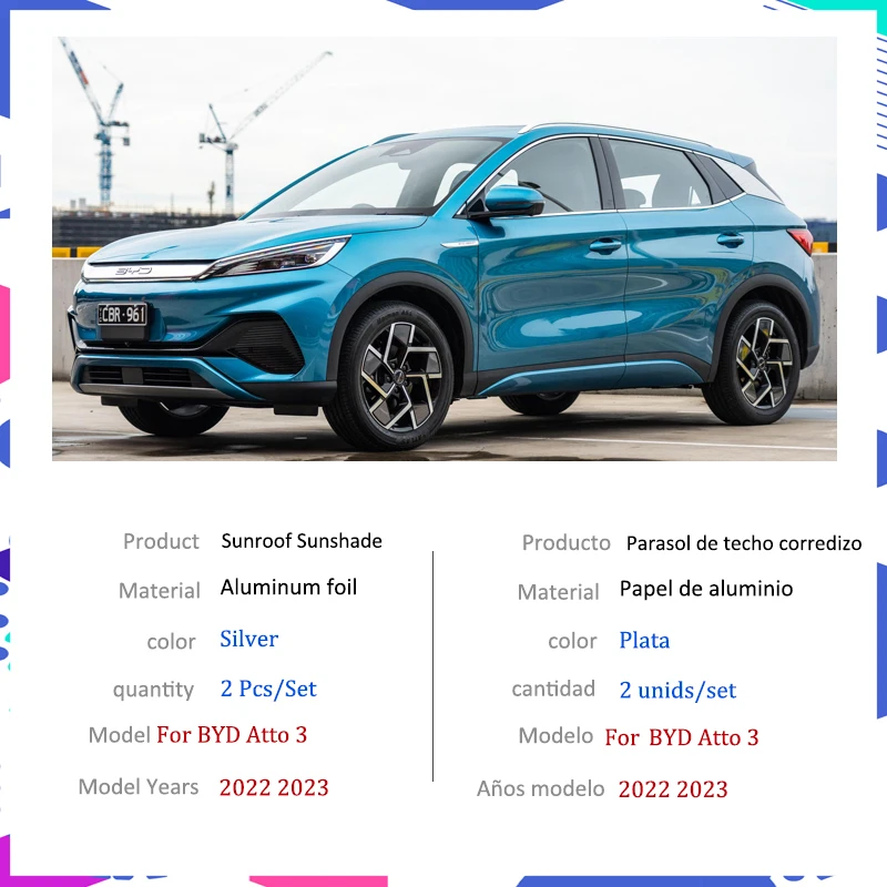 2x Car Sunroof Sunshade for BYD Atto 3 Atto3 Yuan Plus 2023 2022 Auto Roof Sunscreen Heat Insulation Cover Windscreen Accessorie