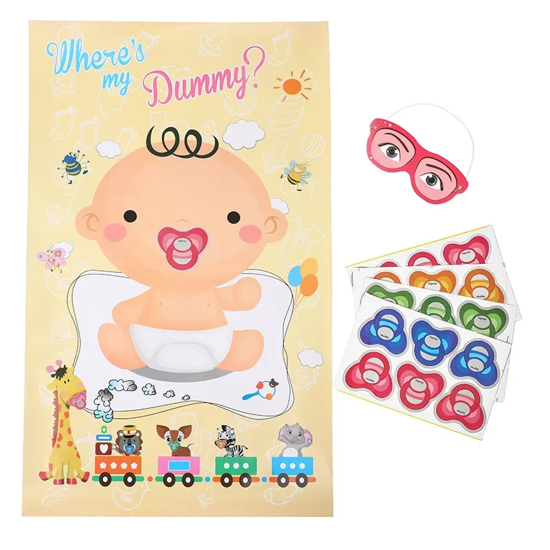 Baby Shower Game Pin The Dummy on The Baby Game Pacifier Stickers for Gender Neutral Boy or Girl