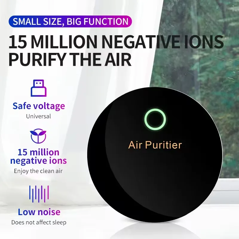 Portable negative ion air Purifier removes odors Fast air cleaning eliminates benzene second-hand smoke Car air purifier