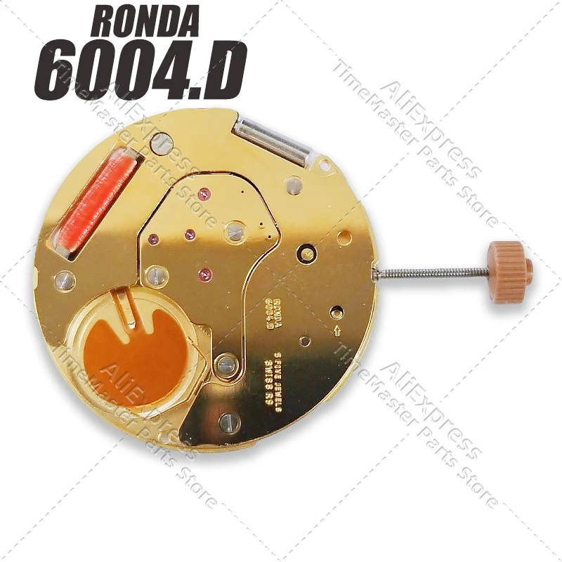 론다 6004.D 쿼츠 무브먼트 26mm 날짜 표시 소형 초침 2개 무브먼트 시계 수리 및 교체용 373 배터리