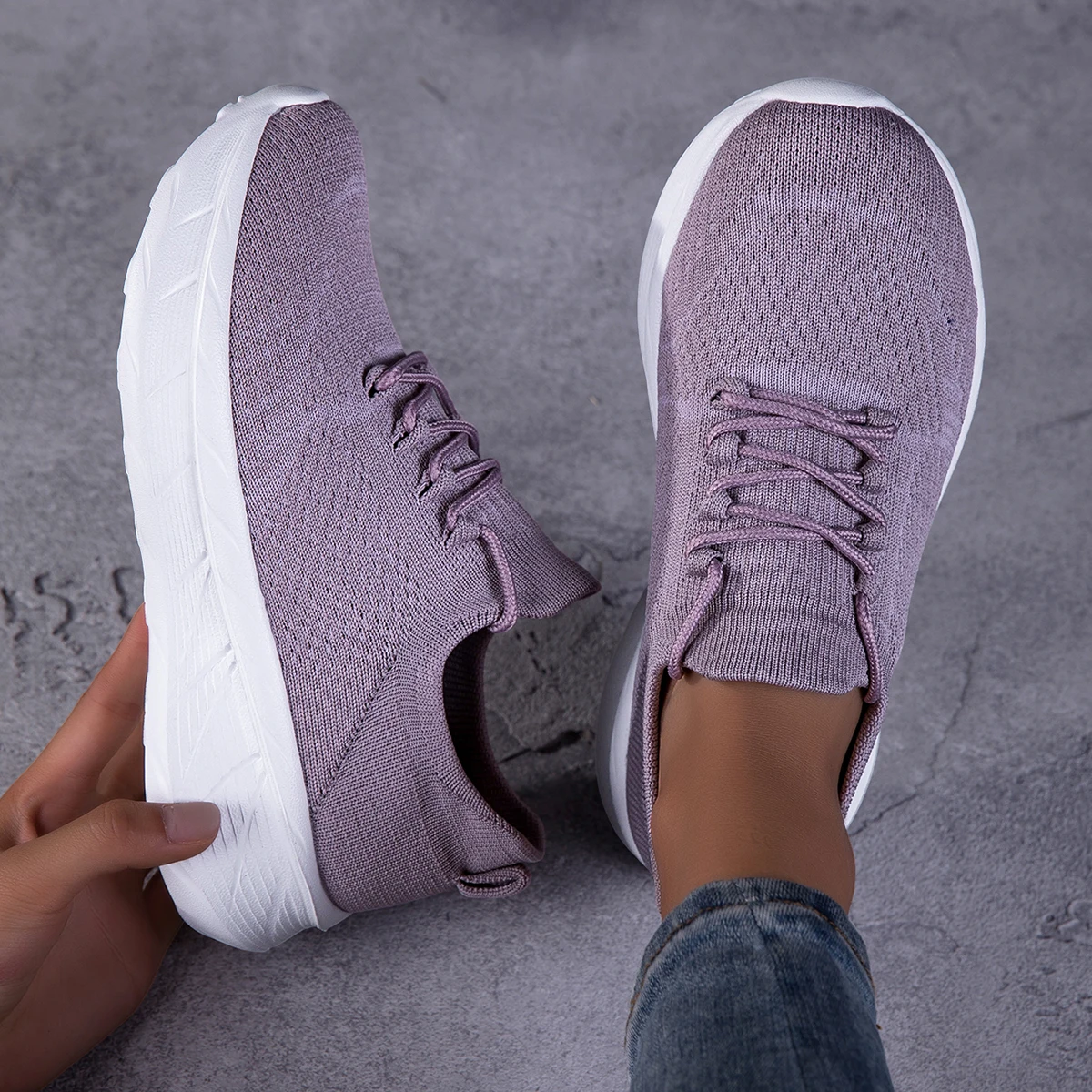 Women's Mesh Knit Slip-On Sneakers with Elevated Thick Sole Breathable Lightweight Casual Walking Shoes for Daily Use