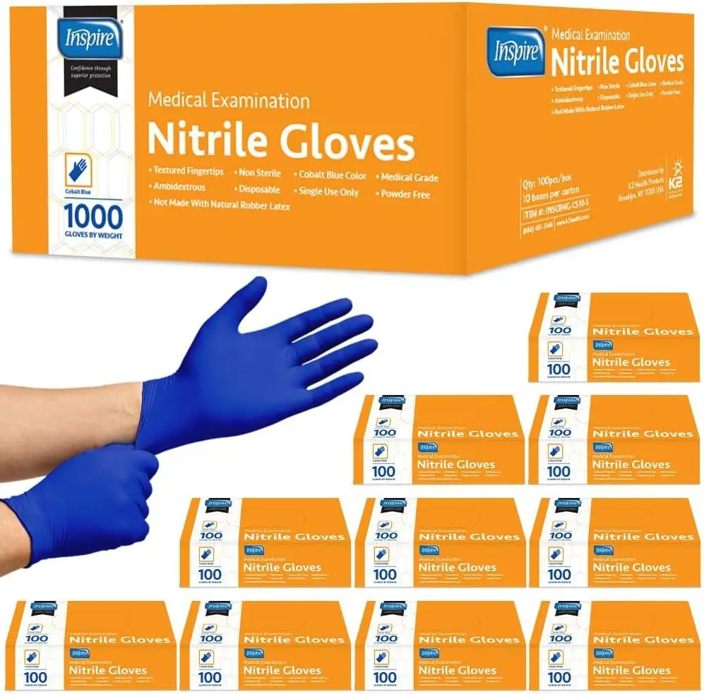 

Premium Nitrile Exam Gloves, Latex-Free Medical Disposable in Cobalt Blue, Stretch Fit for EMT and Healthcare Use