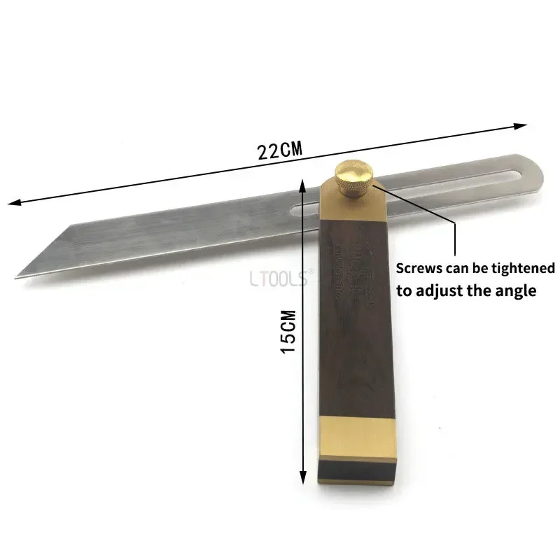 Маркировочная линейка для деревообработки, регулируемые угловые калибры, квадратная скользящая Т-образная фаска с деревянной ручкой из черного дерева, инструмент для измерения уровня