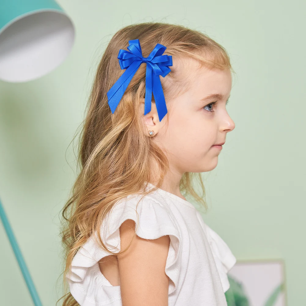 2Pcs Gorgeous Flower Bows Hair Clips Exquisite Tassel Ribbon Hairgripes Girls Party Decoration Hair Accessories - Image 3