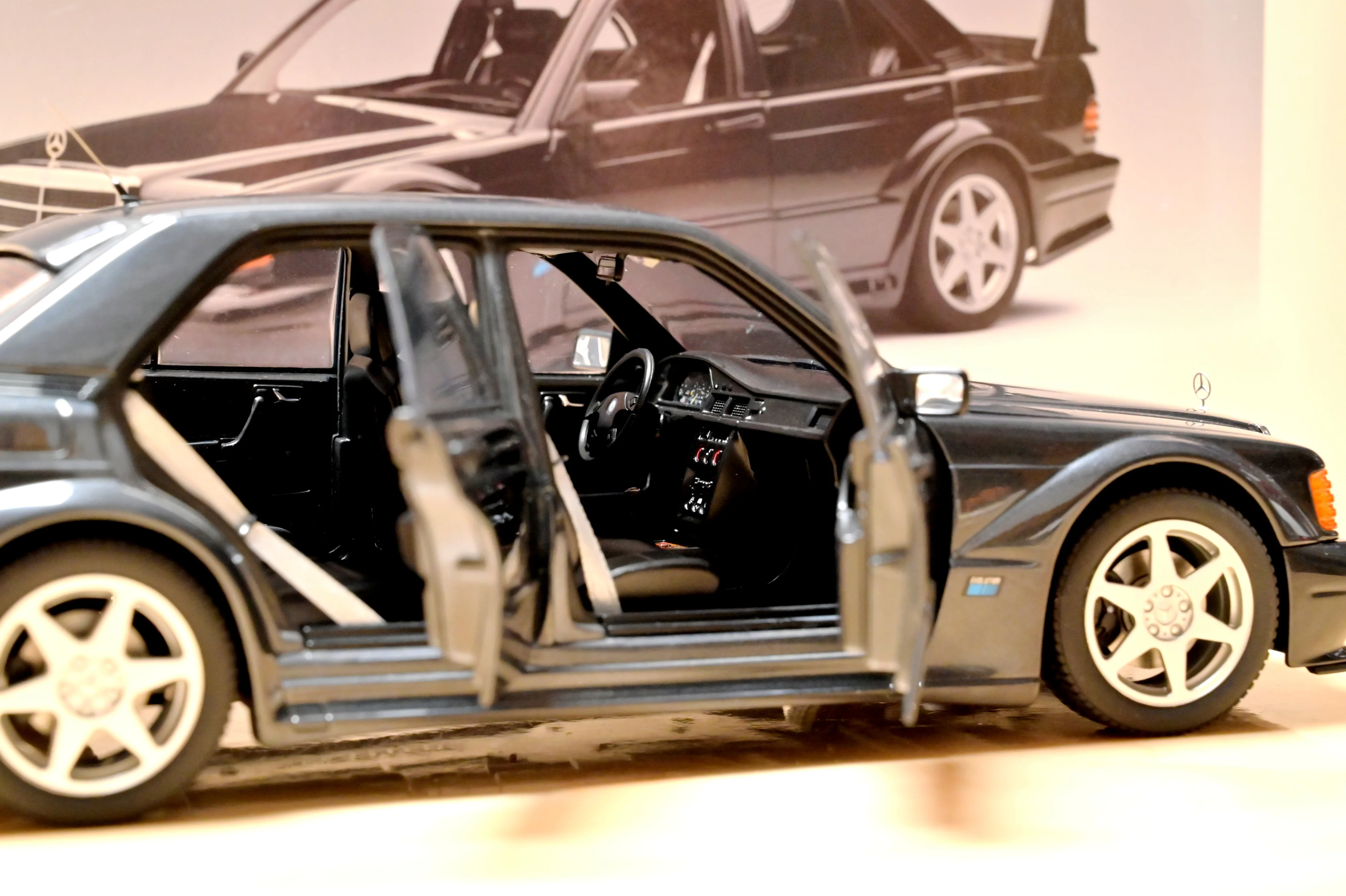 โมเดลรถยนต์ Autoart 1:18 190E 2.5-16V EVO2 สีดำ รุ่นจำลองลิมิเต็ดอิดิชั่น โครงสร้างโลหะผสมแบบเปิดได้ทุกส่วน ของเล่นสะสม ของขวัญ