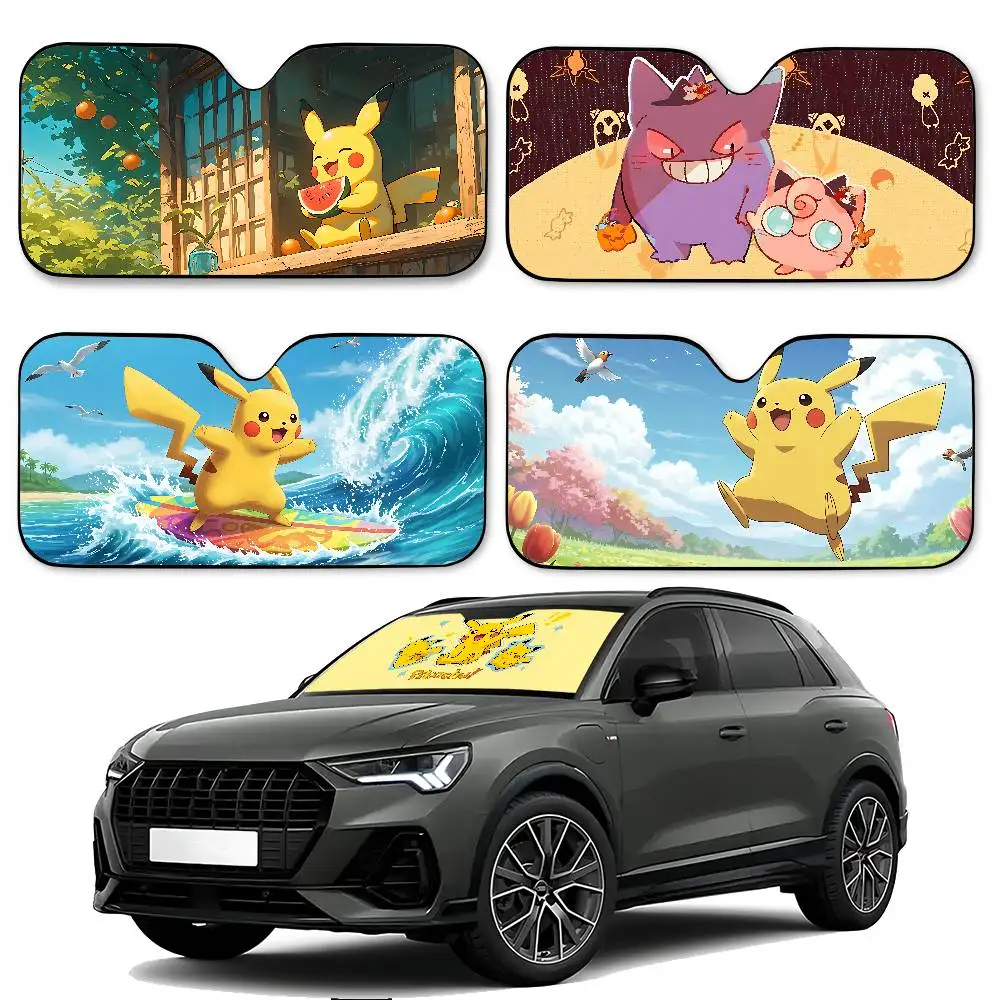 

P-PokemonS Cute Car Sunshade Curtains Sun Shade Sunshade Seat Cover Off-Road Truck Accessory Set Retro Steering Van SUV Gifts