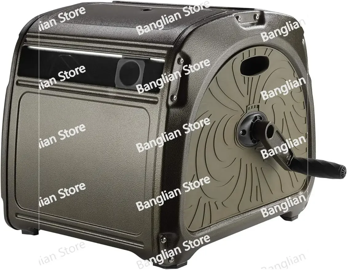 Metal Hose Reel Box, Heavy Duty Garden Hose Storage Reel Hideaway, Crank Handle, 150ft 5/8