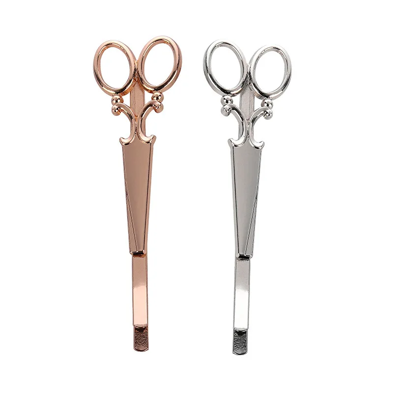 Gold Silver Creative Scissors Shape HairPin Women Girls Hair Clip Delicate Metal Hair Barrette Fashion Hair Accessories