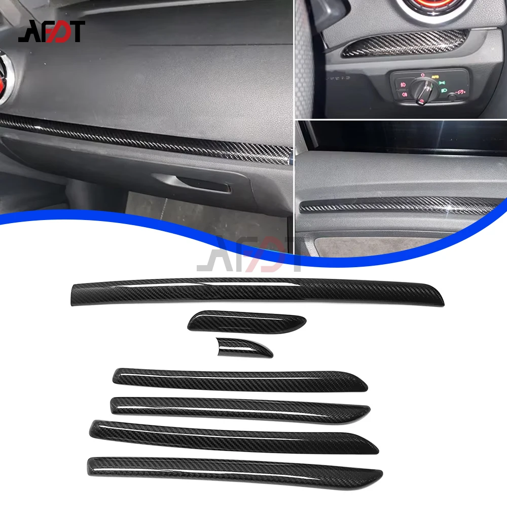

7Pcs Carbon Fiber Car Dashboard Console Strip Door Panel Sticker Cover Trim Interior Accessories for Audi A3 8V S3 RS3 2014-2018
