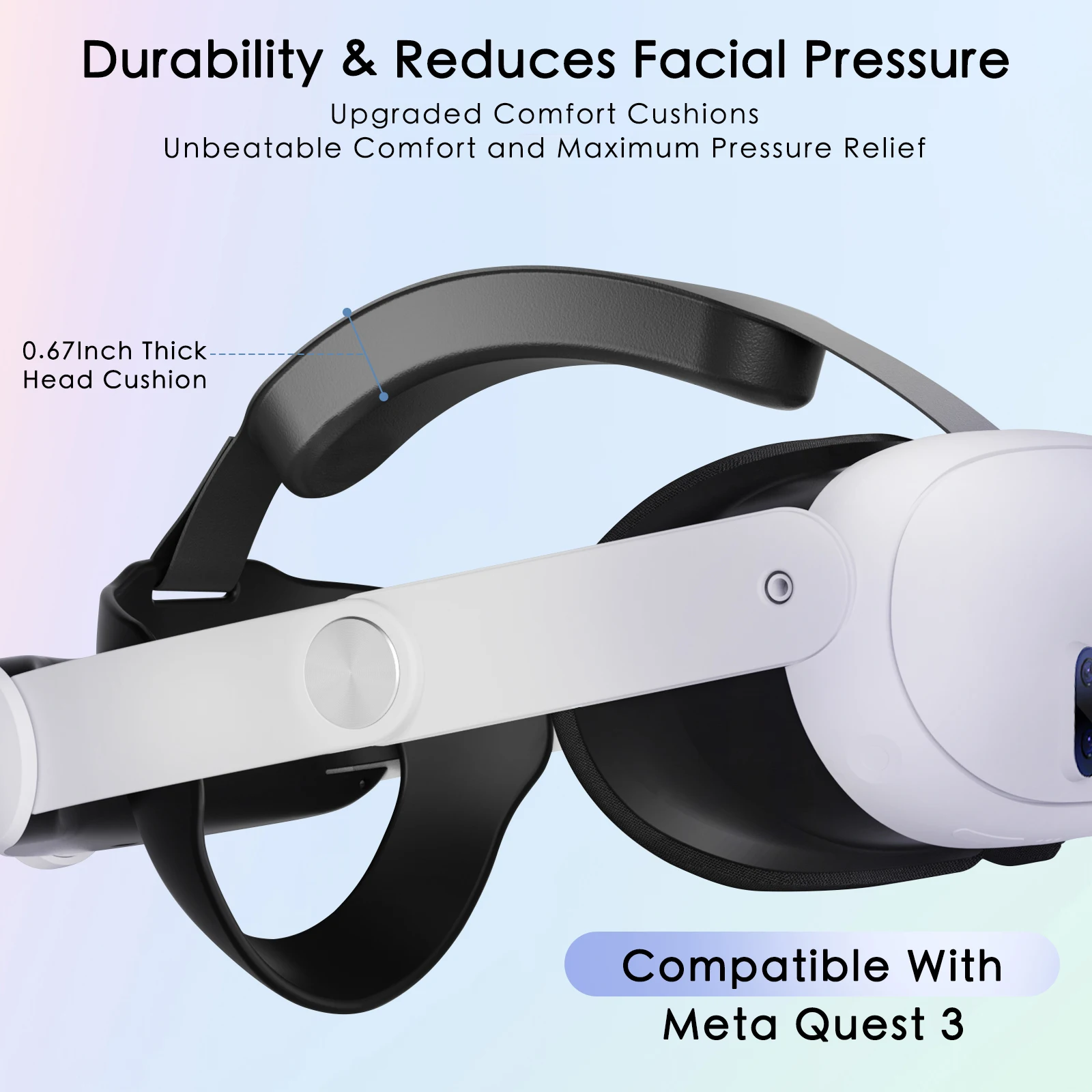 Kopfband mit 10000-mAh-Akku für Meta Quest 2/Quest 3/3S VR-Headset, Elite-Ersatzband für verbesserten Tragekomfort, 15/18-W-Schnellladung. – Detail 2