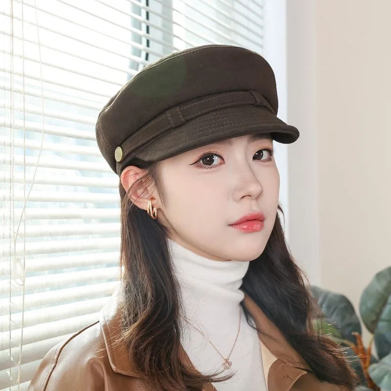 

2025 модная армейская плоская шляпа из натуральной овчины и замши, кадетский козырек, женские и мужские военные кепки для мужчин, студентов
