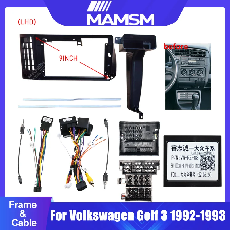 

Car Radio Plastic Fascias Panel Dashboard Frame Installation Android Multimedia Player For Volkswagen Golf 3 1992-1993