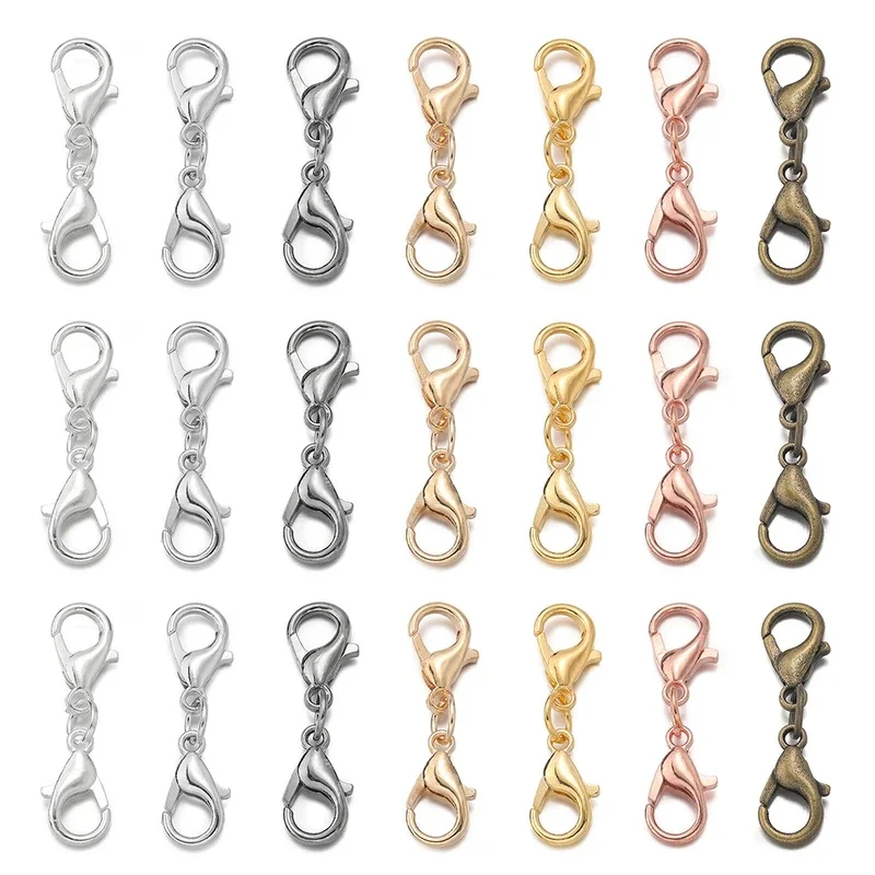 10pcs/Lot Bracelet Necklace Connectors Findings Double Lobster Clasp for DIY Bracelet Necklace Jewelry Making Accessories