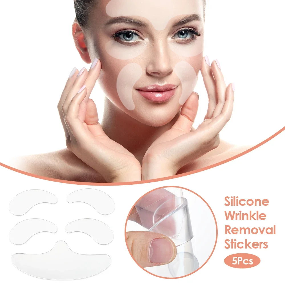 5Pcs Reusable Silicone Patches Anti Rimpel Pads Silicone Wrinkle Removal Sticker Face Forehead Neck Eye Sticker Pad Lifting Care