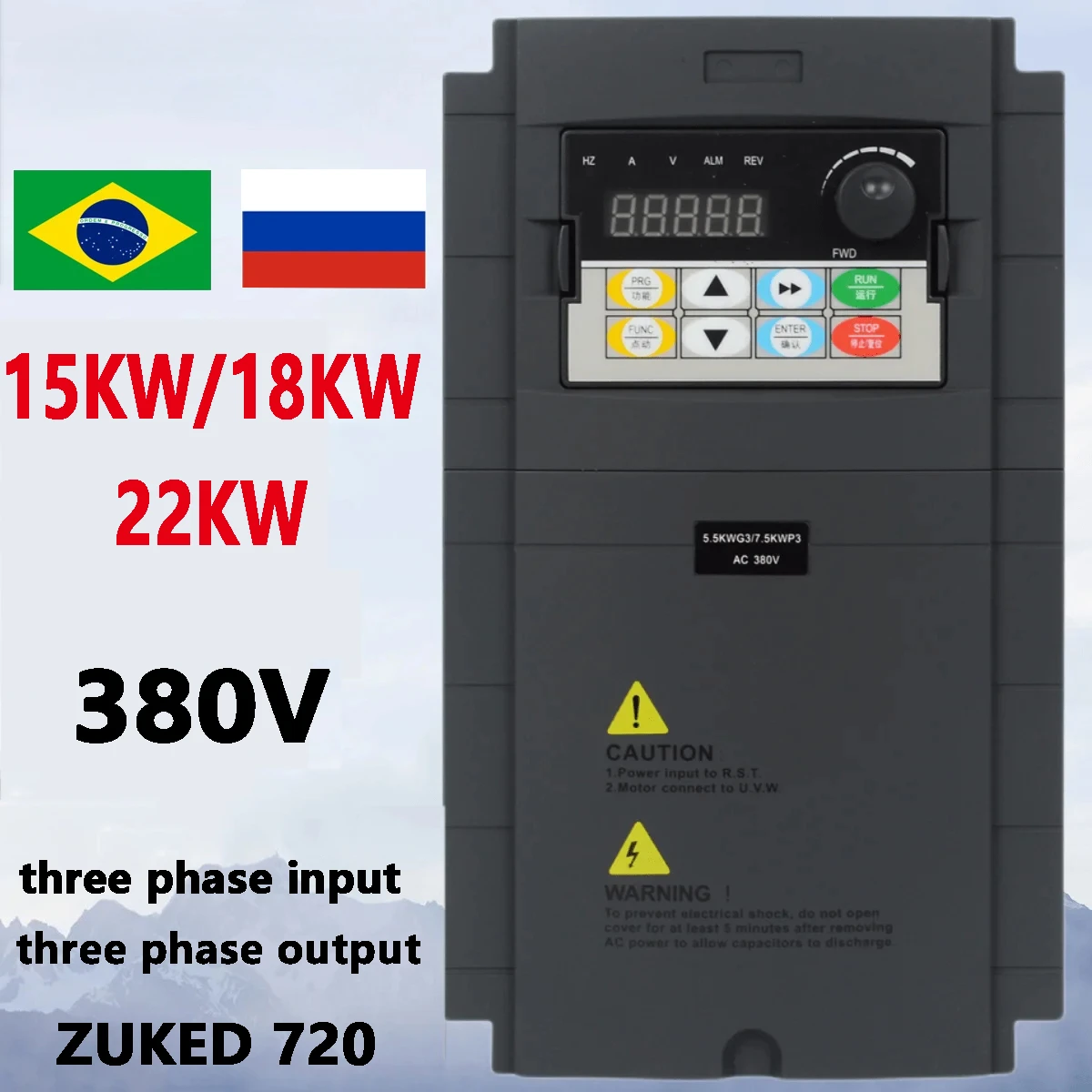 

ZUKED VFD 11/ 15/18.5/22KW 3000Hz High-performance vector type frequency converter AC380v three-phase motor frequency converter