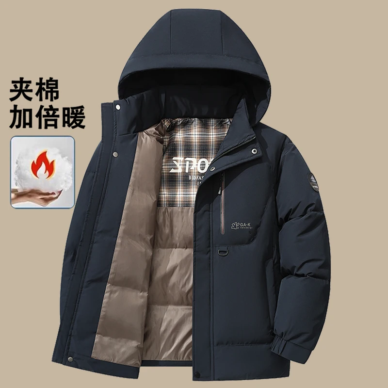 جديد أسفل سترة للرجال الشتاء المخملية سميكة مقنعين سترة الأعمال ملابس العمل عادية للإزالة مقنعين سترة الباردة واقية