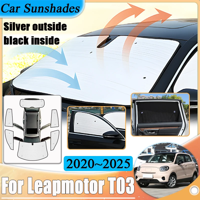 

Car Window Shading Cover For Leapmotor T03 2020 2021 2022 2023 2024 2025 Black Slivr Sunscreen Anti-UV Sunshade Auto Accessories