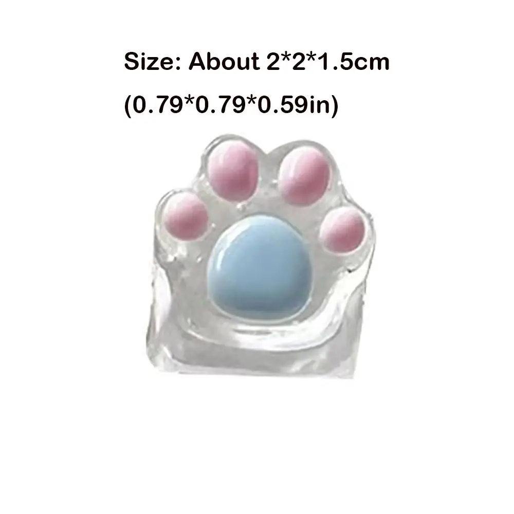 1/4 Pcs Cute Translucent Cat Paw Keycap Resin Cross Axis Mechanical Keyboard Key Cap Pink Blue DIY ESC WASD Keycaps