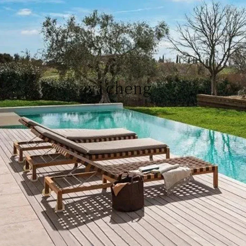 DSA  outdoor solid wood leisure courtyard teak outdoor preservative wood pool lunch lounge chair