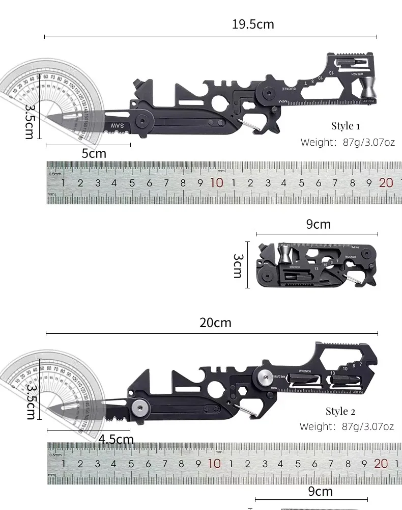 Multifunctional Outdoor Tool Combination Card Folding Tactical Scissor Army Knife Mini Bicycle Repair EDC Camping Gear Equipment - view 3