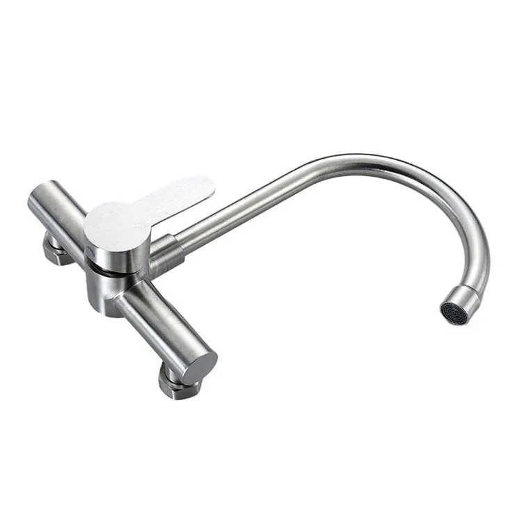 2024 kitchen commercial faucet wall faucet hot and cold stainless steel kitchen 2 hole water faucet