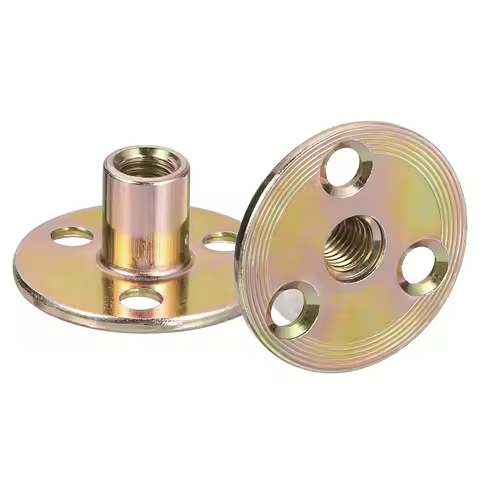 8/12Pcs M6 M8 M10 Brad Hole Tee Nut Carbon Steel Round Base Screw-in T-Nuts Furniture Hardware Flange Female Thread Insert Nuts