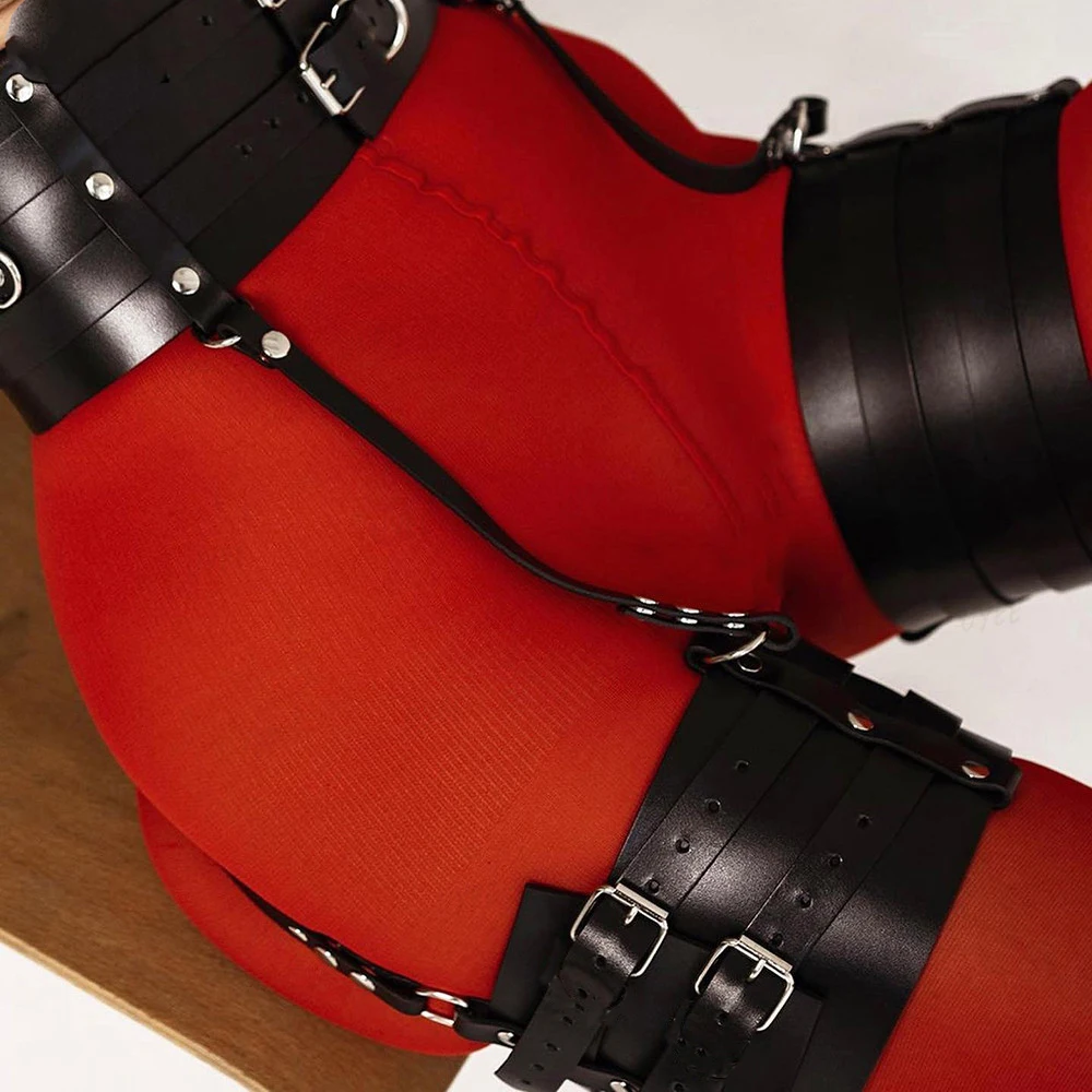 Arneses de pierna de cuero de PU para mujer, cuero de arnés de pierna casual, cuero de arnés de pierna Festival Club Wear