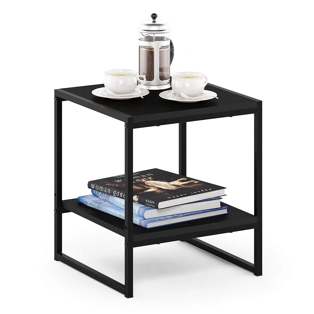 

FURINNO Camnus Modern Living 2-уровневый приставной столик, цвет Americano, 15,9 x 15,75 x 18 дюймов