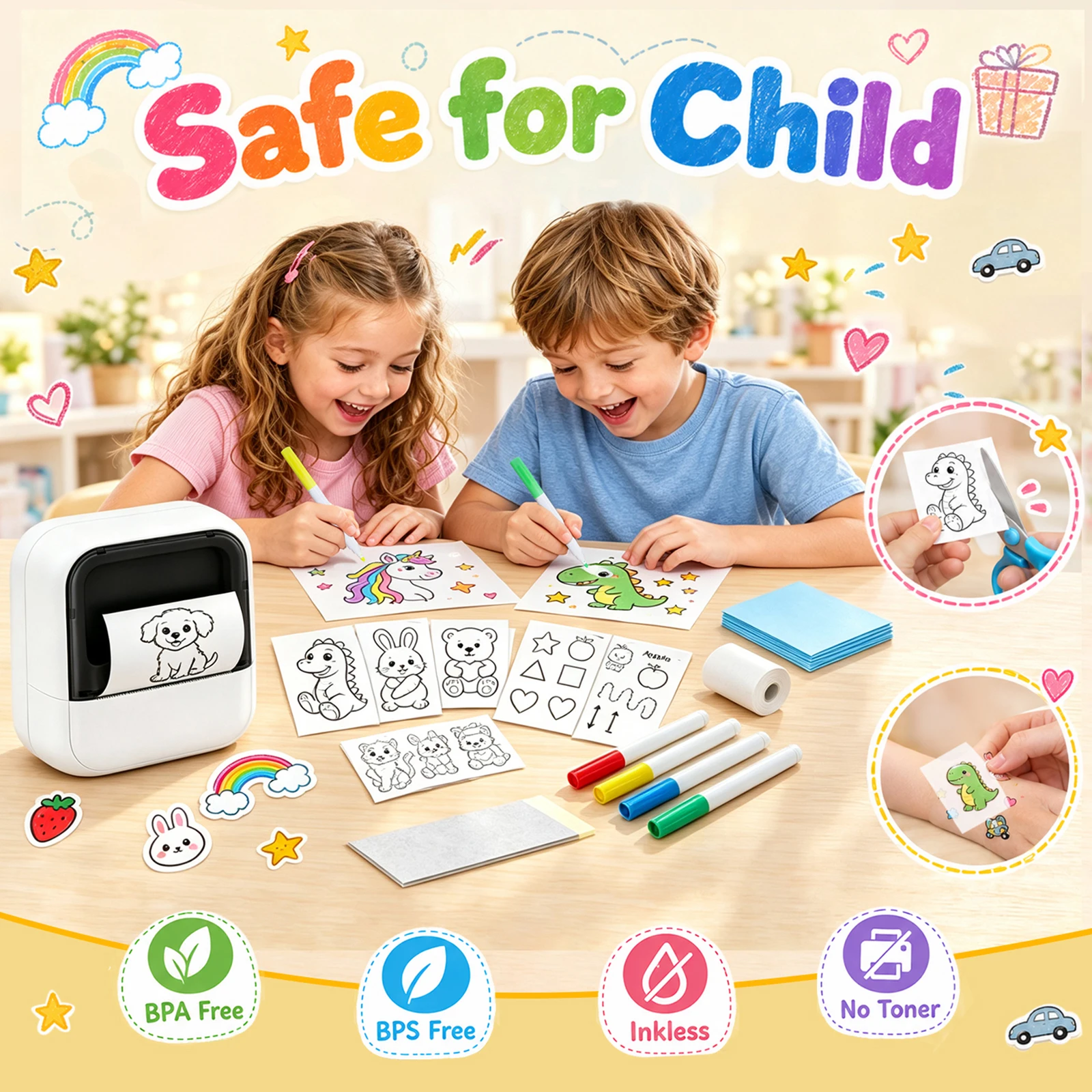 C50 Portable Tattoo Printer Mini Thermal Bluetooth Temporary Tattoos Sticker Maker for Gift Children Photo Picture Memo Maker