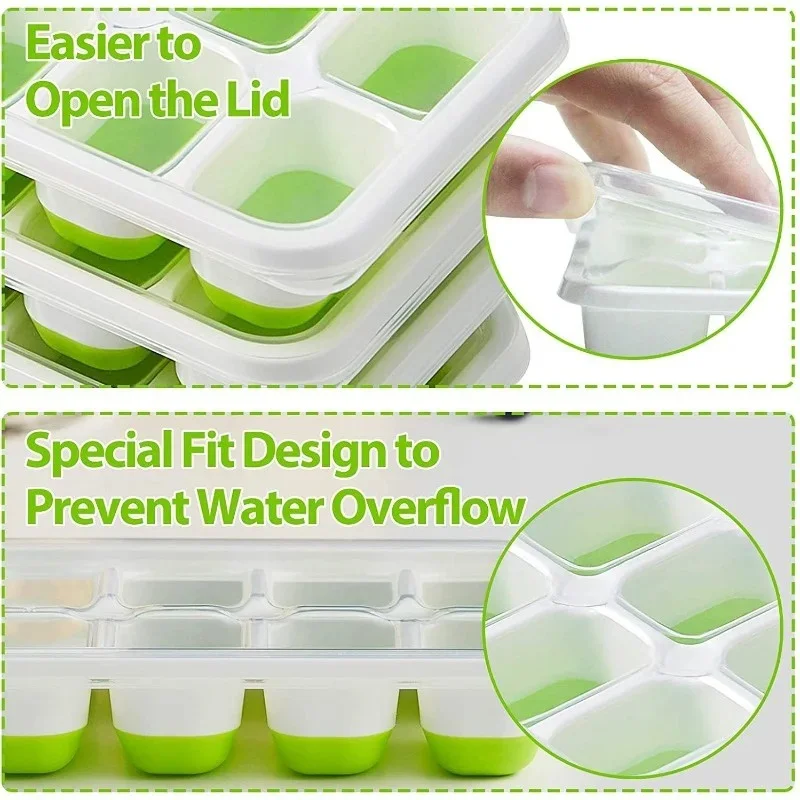 14 Grid Cube Tray Silicone Mold Square Ice Cube Tray Mold Ice Cube Maker Non-toxic Durable Bar Pub Wine Ice Blocks Maker