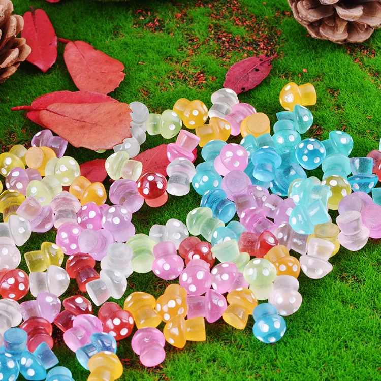 10/20PCS/pack Luminous Mushrooms Fairy Garden Accessories Mini Mushroom Glow At Night Miniatures Garden Decoration Kids Toys