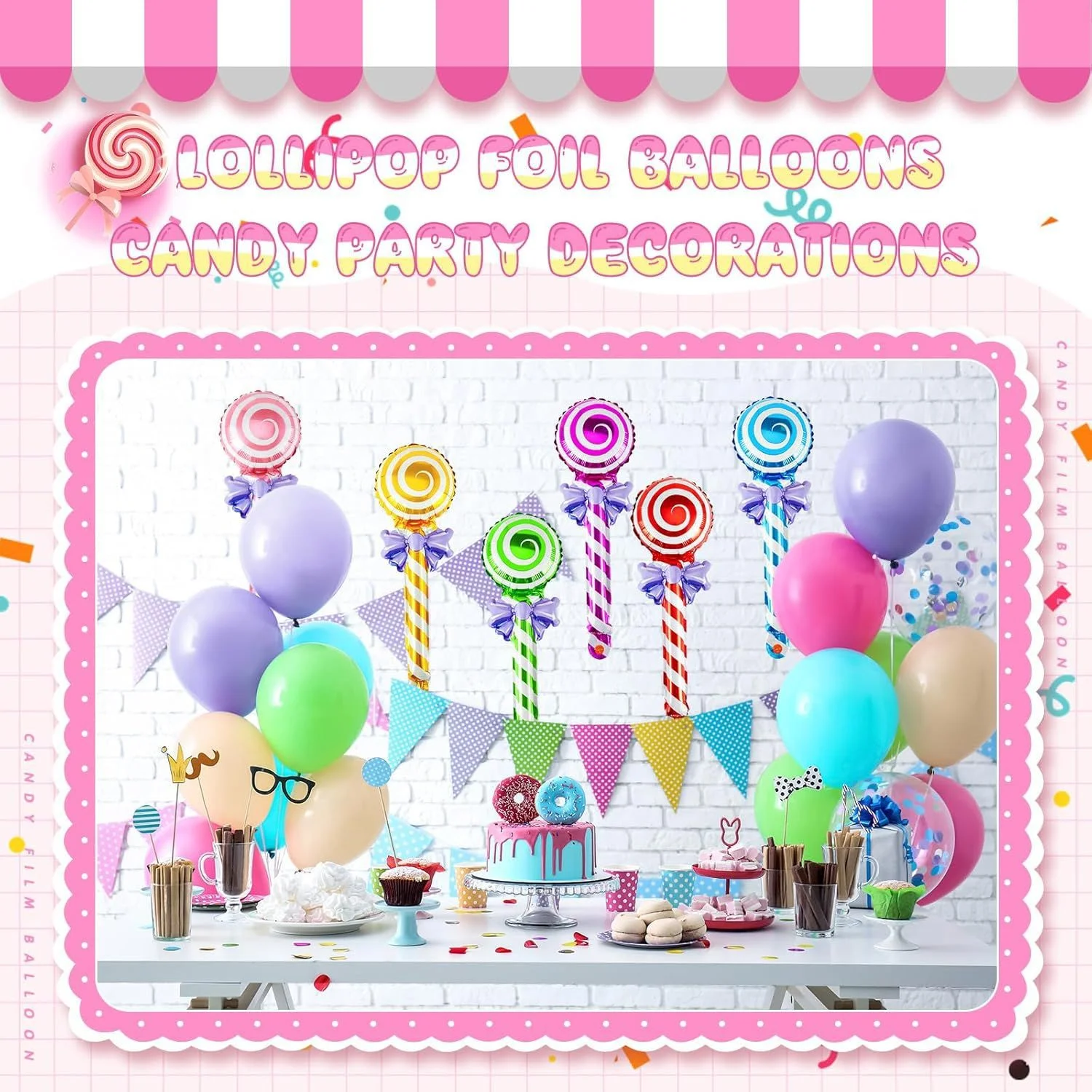 6 Stück Folienballons mit Lollipop-Motiv, Geschenk für Hochzeit, Geburtstag, Partydekoration, Kindertag, Muttertag – Detail 14