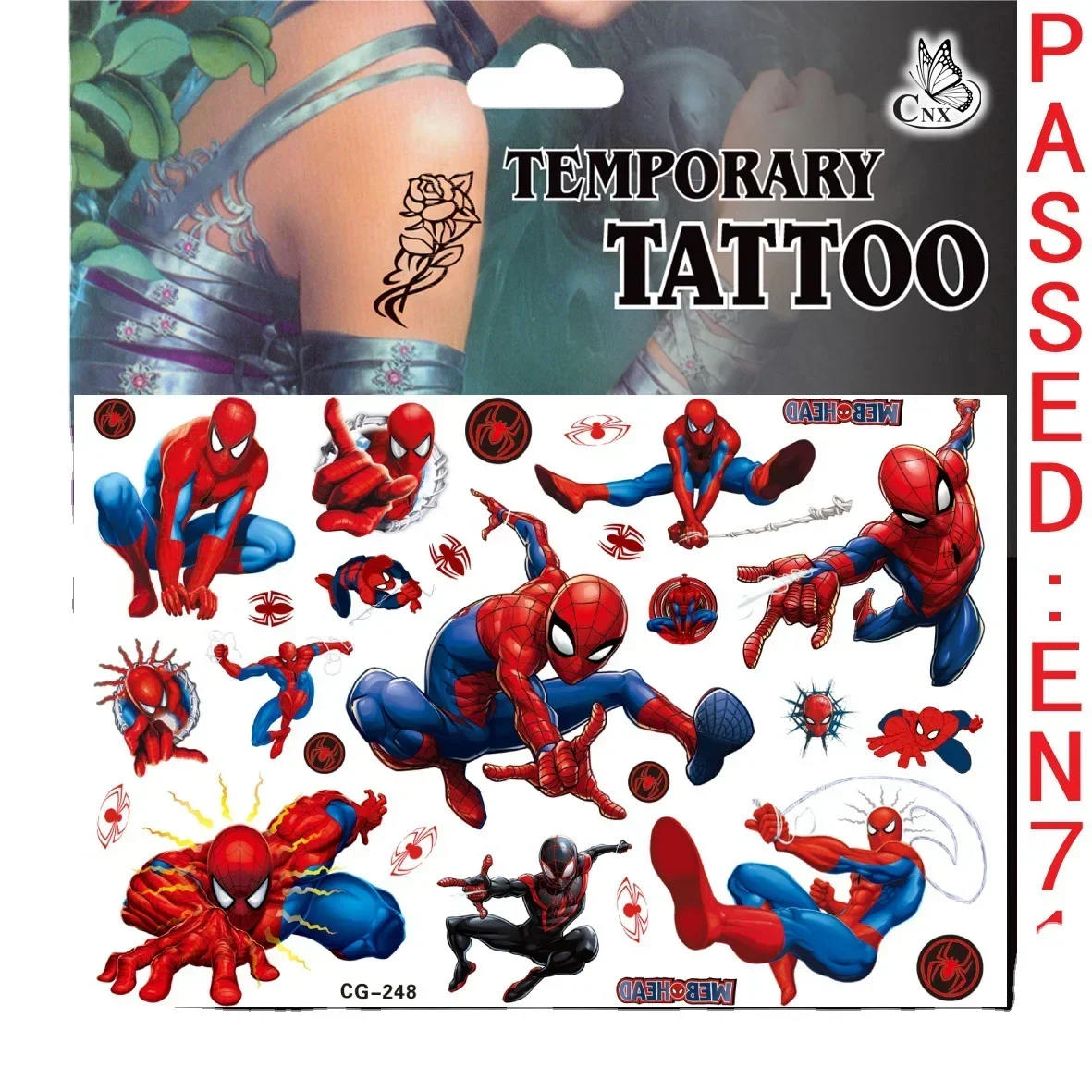 Pegatinas de tatuaje de SpiderMan de Marvel, tatuajes temporales para niños, suministros de fiesta de cumpleaños, recuerdos, lindos tatuajes, pegatinas de decoración