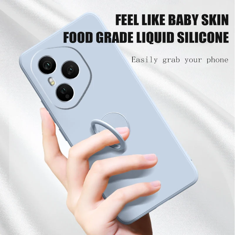 Case for Honor 400 Pro Case Liquid Silicone Ring Stand Phone Shell Coque for 300Ultra Cover Shockproof Funda Bumper Back Case