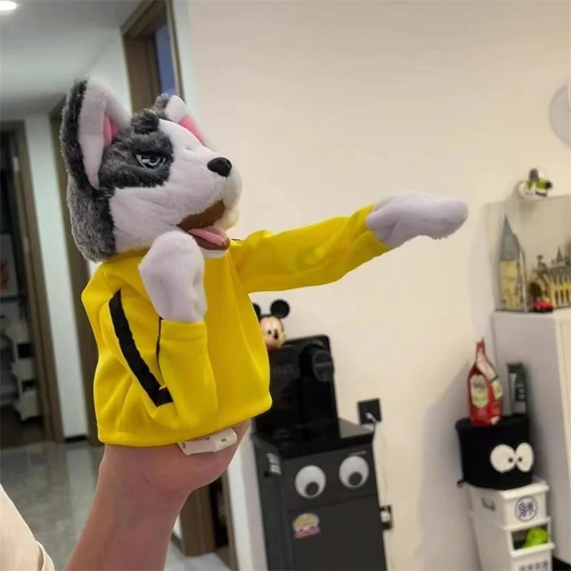 Funny Kung Fu Plush Animal Toy Husky Gloves Dolls Interactive Hand Boxing Game Toys Cute Puppet Battle Action Sounding Pet Toy