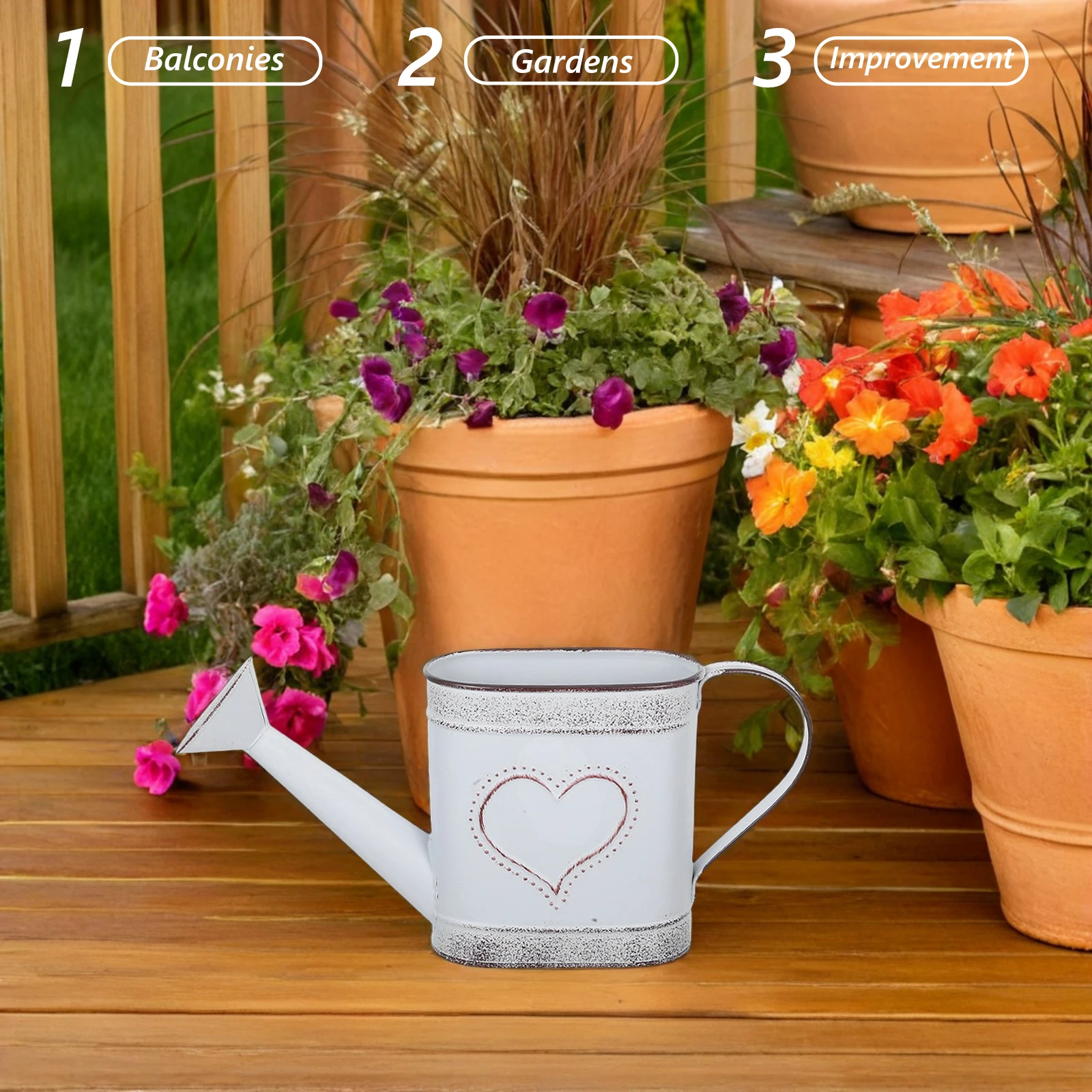 

European Iron Watering Can Vintage Metal Flower Pot Holder Rustic Home Decor Plant Vase Garden Layout Photo Model
