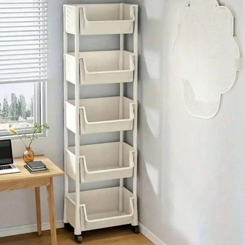 3/4/5-stöckiger Rollbücherwagen, verstellbarer mobiler Aufbewahrungsorganizer mit Rollen für Zuhause/Büro, bewegliches Bücherregal für Lehrbücher