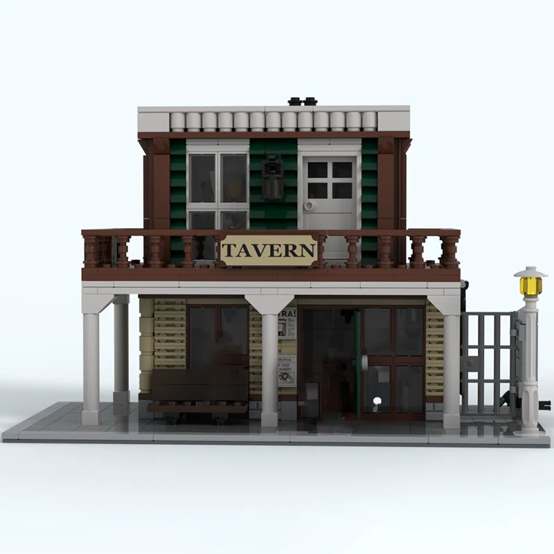 Klocki konstrukcyjne City Street View, model karczmy z XIX wieku, technologia klocków, DIY, montaż, średniowieczny dom, zabawki świąteczne.