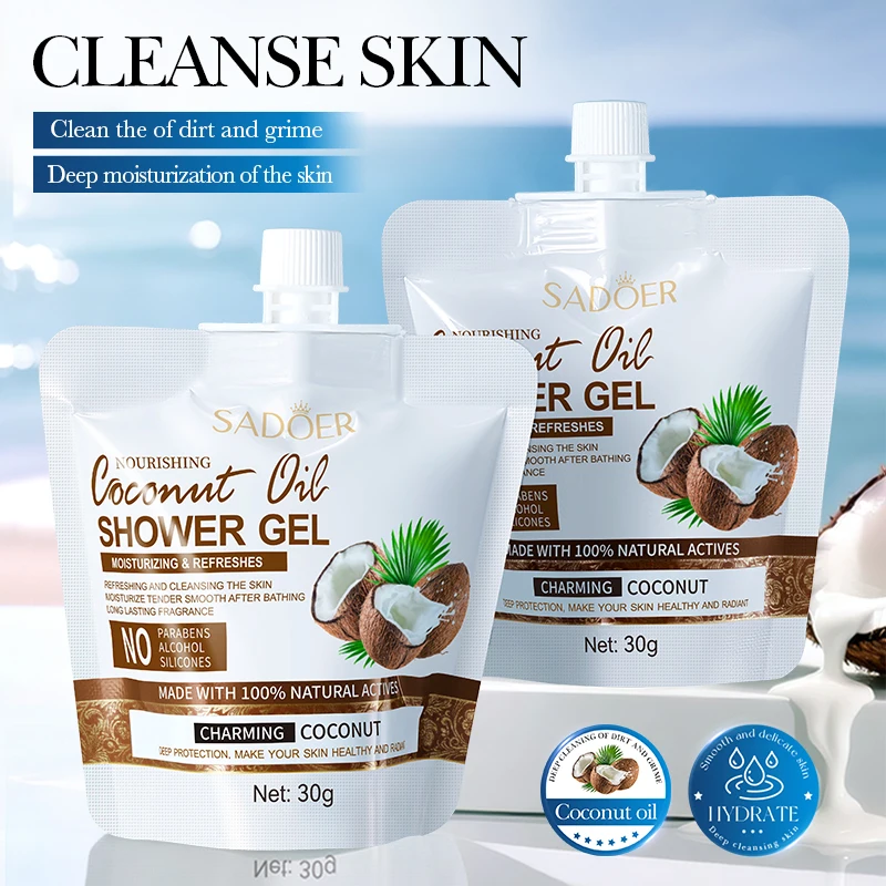 

3/6 Bags of Nourishing Coconut Oil Shower Gel with Dense Foam, Deep Cleansing, Oil Control, Long-Lasting Fragrance, a Must-Have Gift for Christmas and Halloween, Essential for Dry Skin in Winter