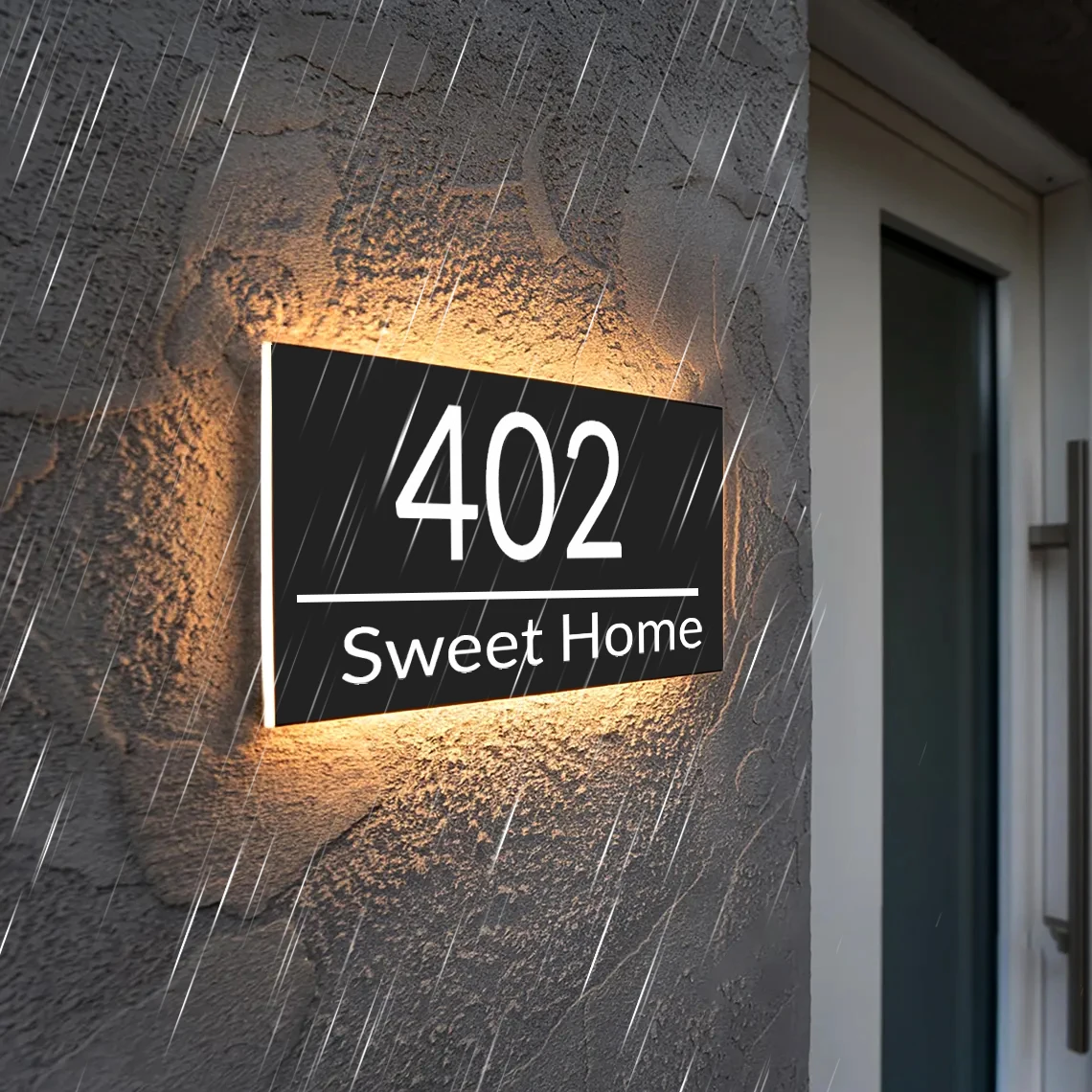 Modern Backlit Address Plaque Custom Illuminated House Number Sign Lighted Street Address Sign Palm Tree Style Door Number Sign