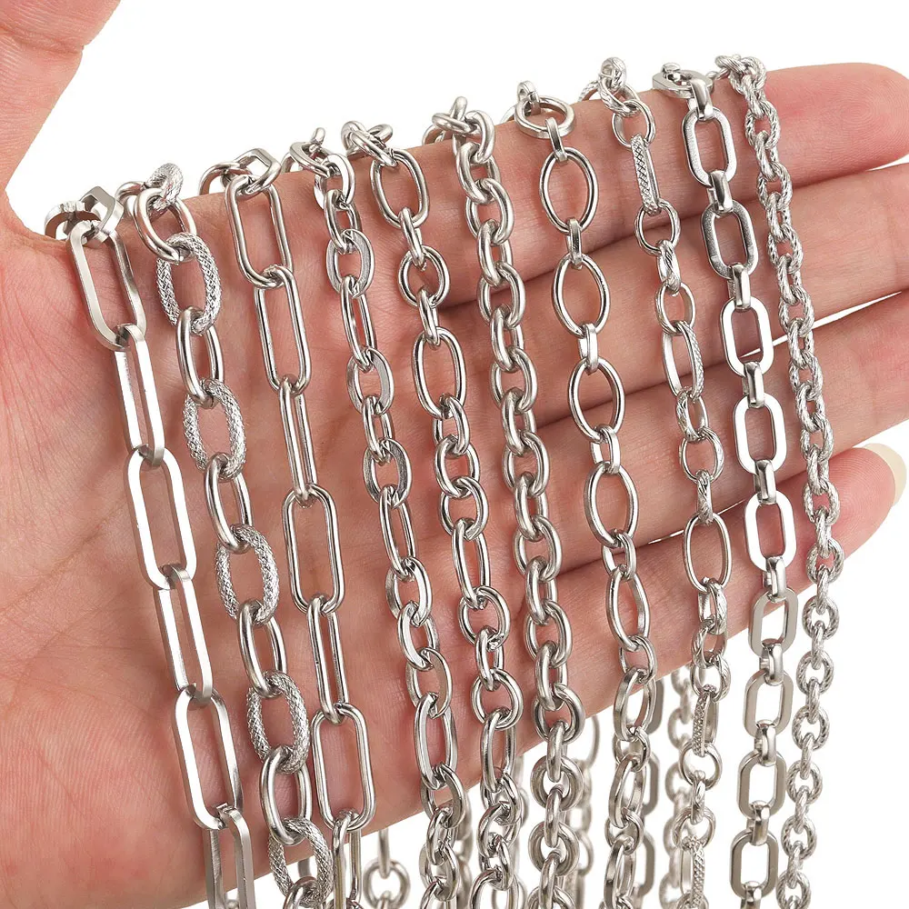 

1meter Stainless Steel Big Chains For Jewelry Making Thicken Rolo Cable Link Chain DIY Necklace Bracelet Handmade Jewelry Chain