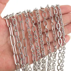 1meter Stainless Steel Big Chains For Jewelry Making Thicken Rolo Cable Link Chain DIY Necklace Bracelet Handmade Jewelry Chain