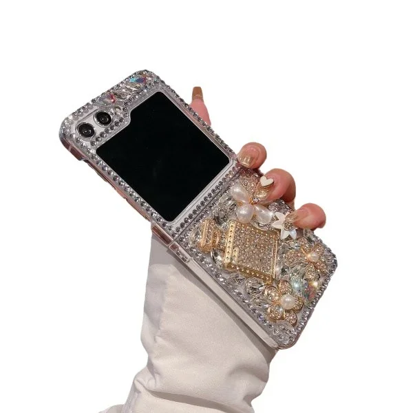 삼성 갤럭시 Z 플립 4G 6 5 4 3 5G DIY 패션 핫 3D 블링 반짝이 크리스탈 다이아몬드 향수병 하드 클리어 케이스 커버