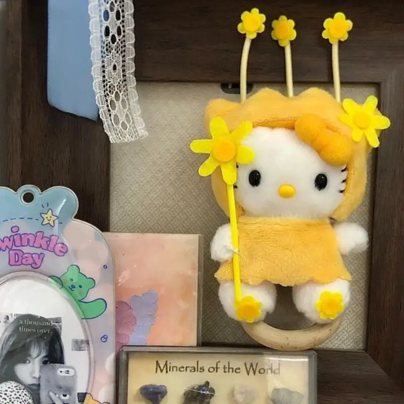 

Yellow Flower Demon Hello Kitty Plush doll NEW Sanrio Plush diy pendant keychain Backpack decoration Sweet Girl birthday present