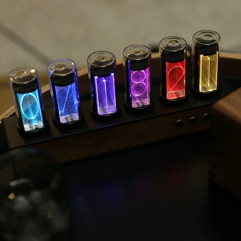 Vintage Electronic Desktop Luxury Nixie Tube Clock Table Digital Ideas Wood Creative Digital Light Desk Clock Watch Decor Gift