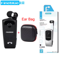 Wholesale Fineblue F920 Wireless Earphone Bluetooth Headset Ears in Lotus with Wire Clip Earphones Earbuds Retractable Headphone