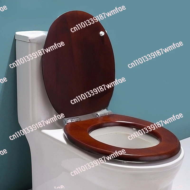 

Thickened Universal Pure Solid Wood Toilet Cover Old-fashioned Toilet Cover O/V/U Type Walnut Color Log Bathroom Accessories