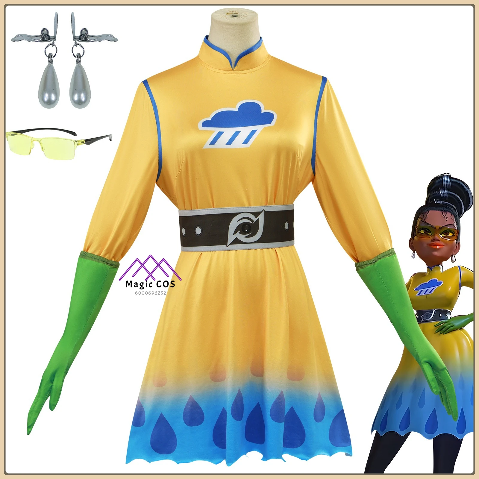 

Hot Anime Weather Girl Role Playing Full Set Yellow Dress Set Wig Shoe Covers Full Set High Quality Anime Outfit for Women's