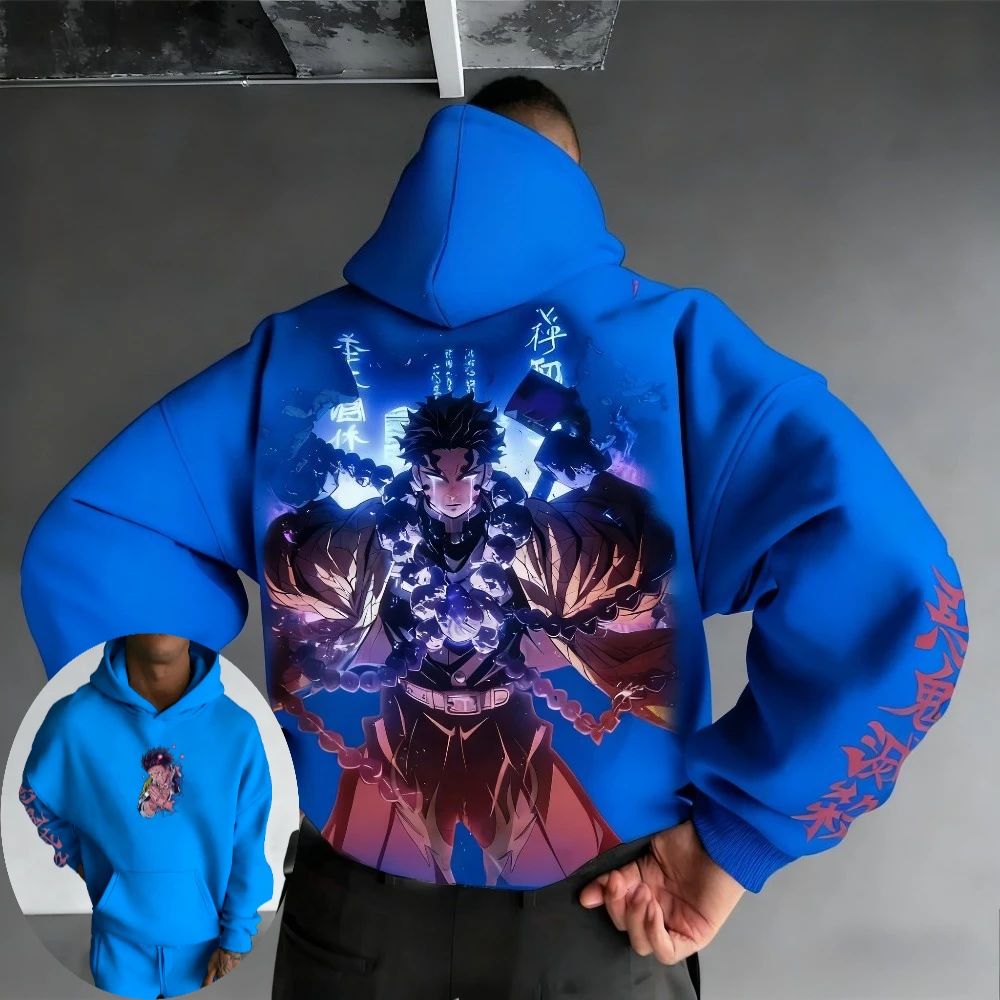 Sudadera con capucha Demon Slayer para hombre Gyomei Himejima Anime primavera Otoño Invierno niño Harajuku traje de manga larga para padres e hijos