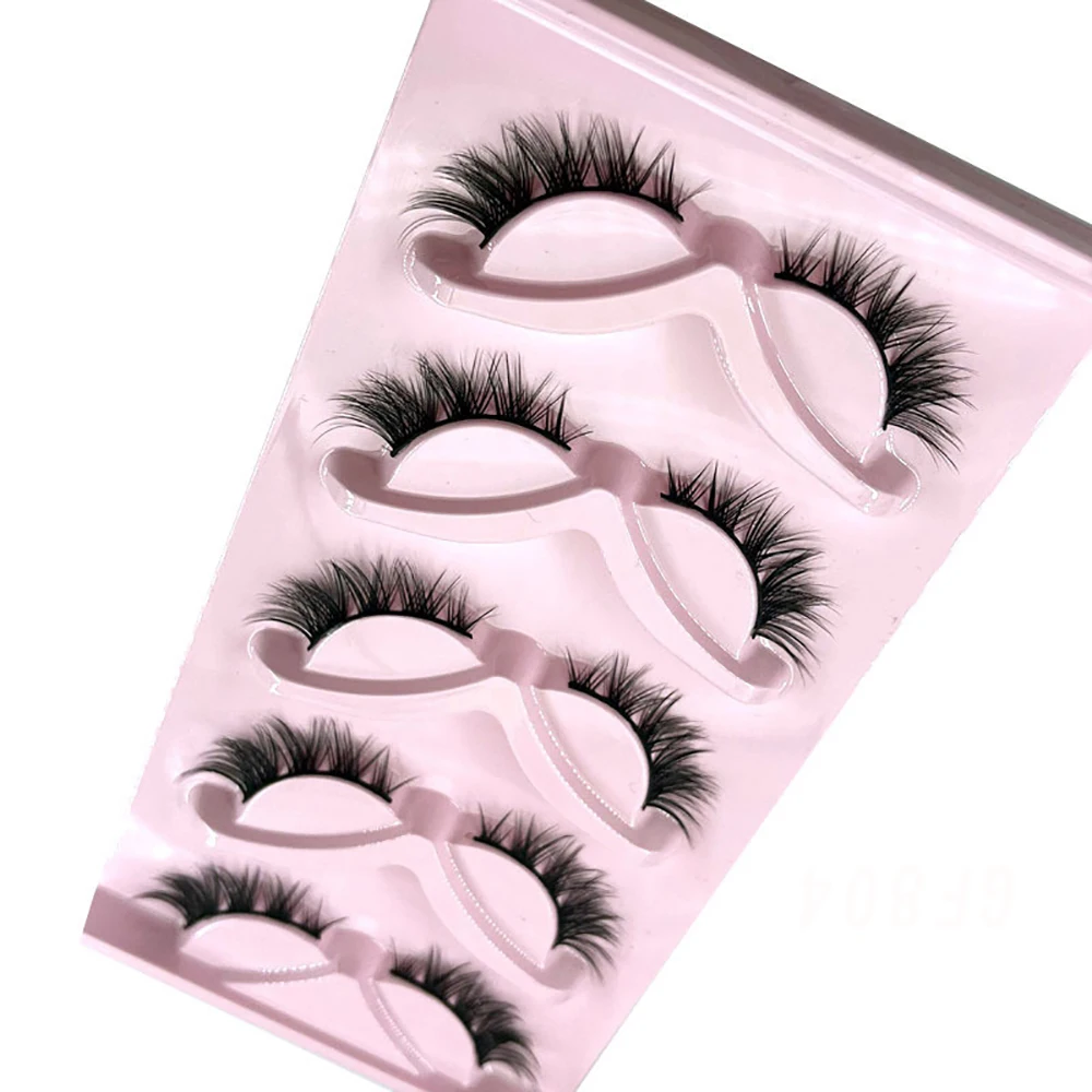 5 par czarnych łodyg, grube lis, skośne i latające lisie oczy, naturalny styl i sztuczne rzęsy